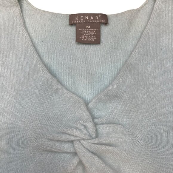 Kenar Medium Green Cashmere  V-neck Blue Long Sleeve Cashmere Sweater 10d - Picture 9 of 9